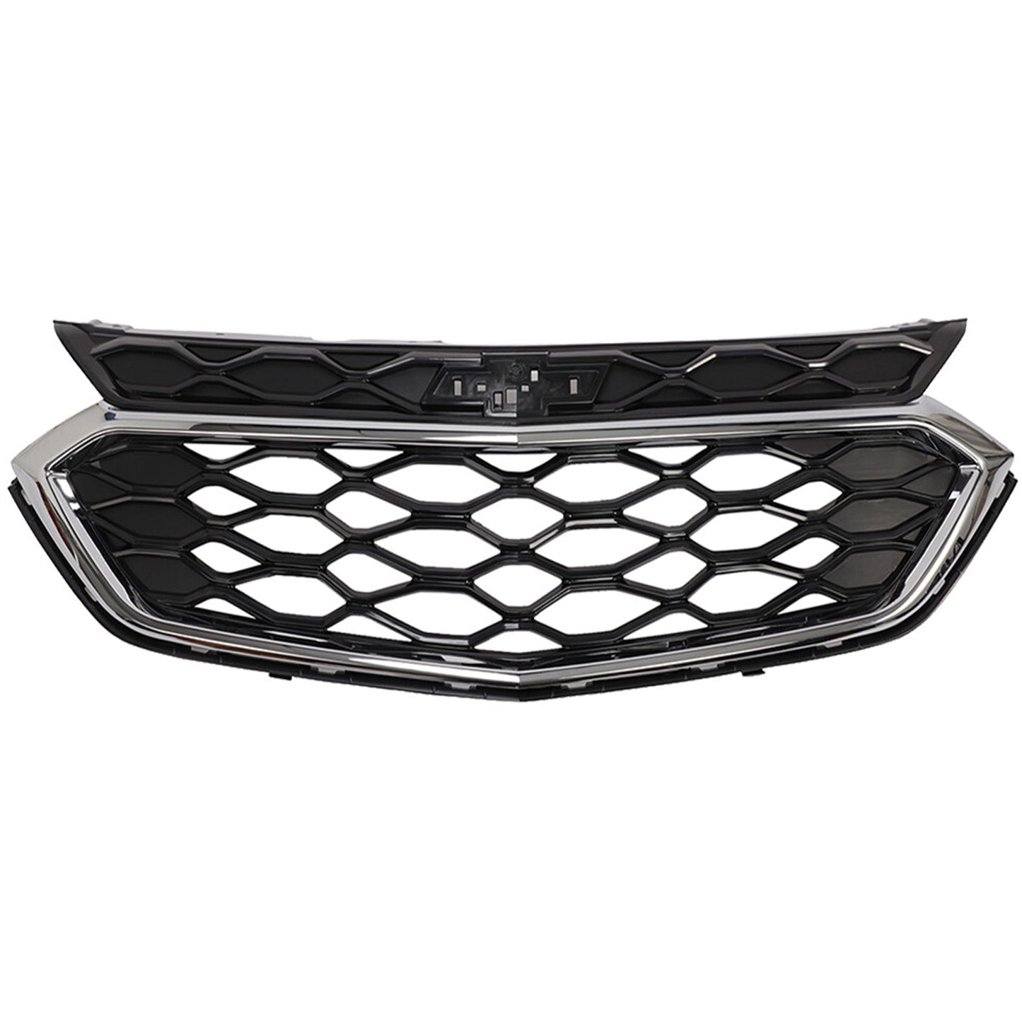 For 18-21 Chevy Equinox L LS LT Front Bumper Upper Mesh Grille Black/Chrome Trim