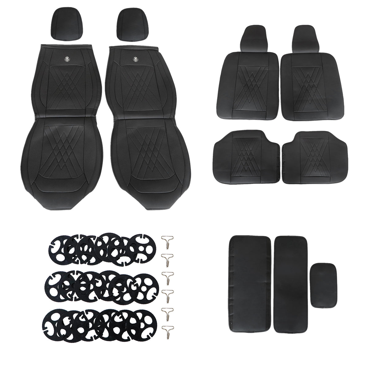 For Hyundai Faux Leather Car Breathable 5-Seat Covers Front Rear Cushion Black