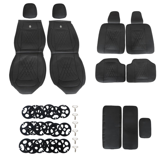 For Hyundai Faux Leather Car Breathable 5-Seat Covers Front Rear Cushion Black