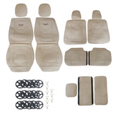 For Honda Quilted Leather Car 5-Seat Cover Front & Rear Seat Protector Beige