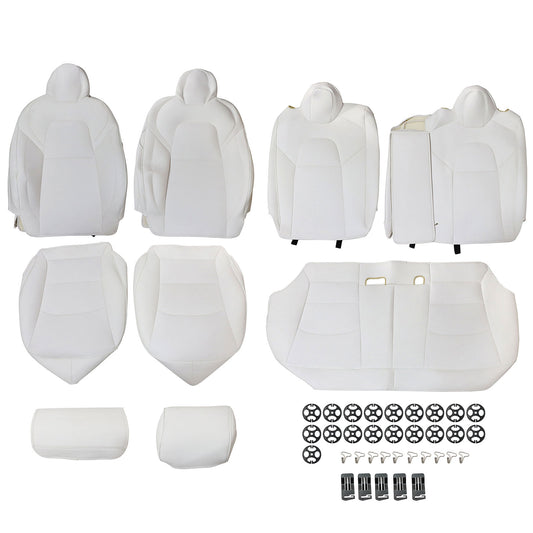 For 2017 to 2023 Tesla Model 3 Front & Rear Full Set Leather 5 Seat Cover White