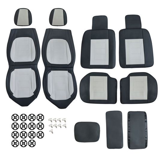 Leather 5 Seat Covers Full Set Front & Rear Cushion Fits Honda Deluxe Car