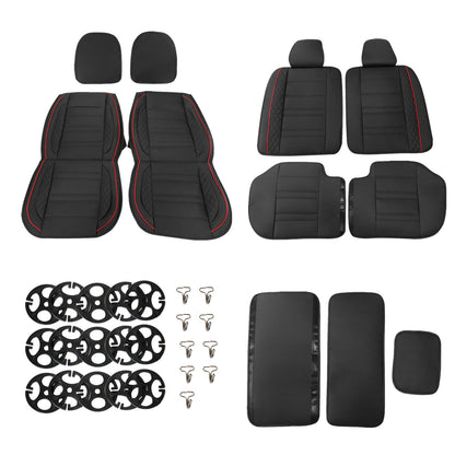 For Toyota Faux Leather Car Breathable 5-Seat Covers Front Rear Cushion Black